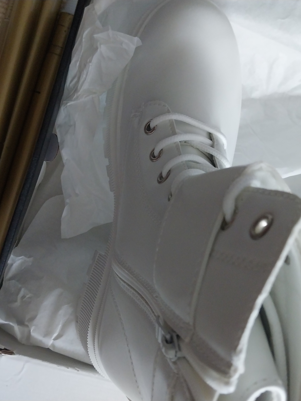Classic White Women's Lace-Up Combat Boots